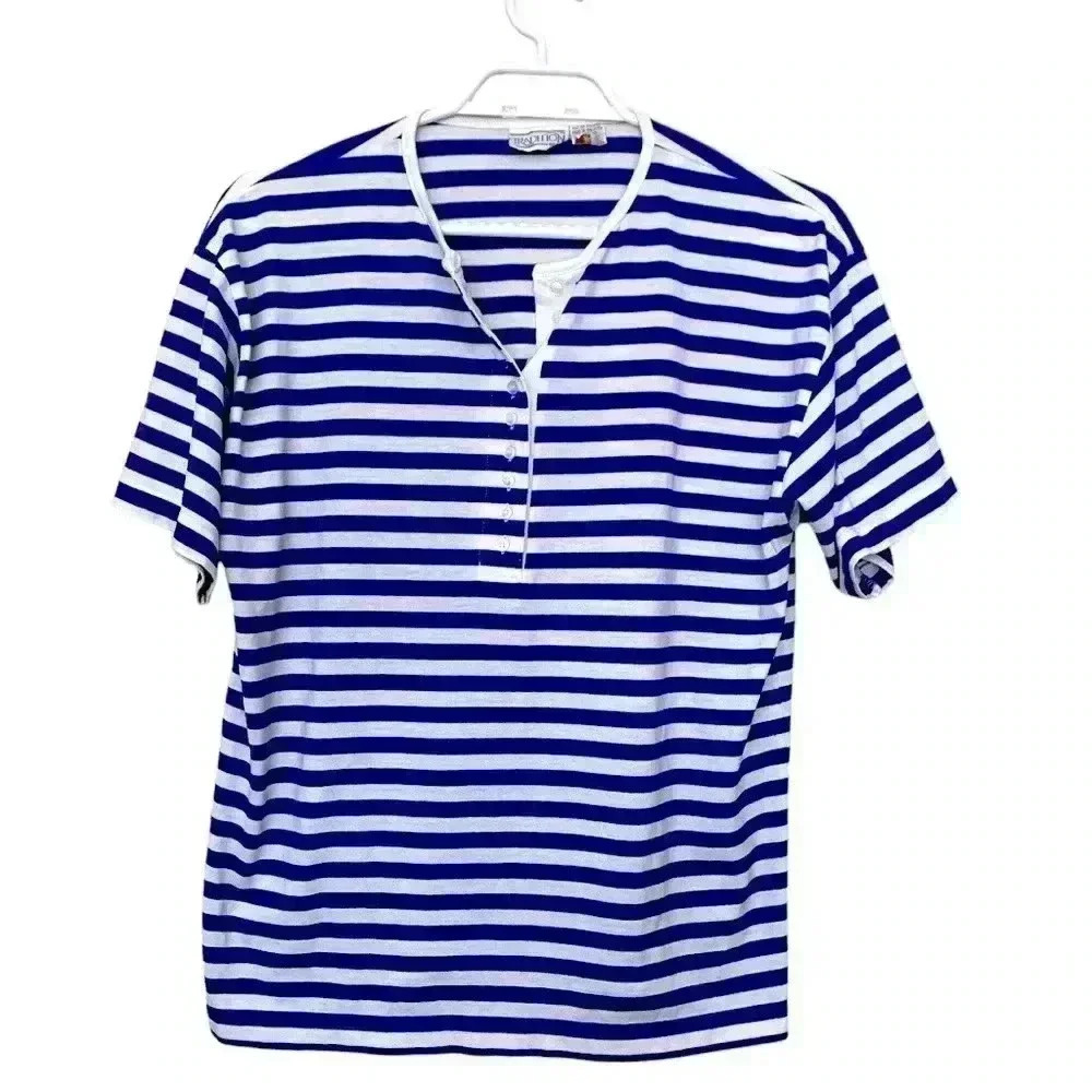 Tradition, nautical theme, short sleeve T-shirt, with 10 buttons up the front
